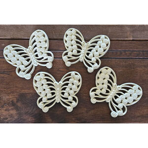 4 Burwood 1977 Vintage 3D Butterfly Wall Hangings Decor Off-White Vintage Cute